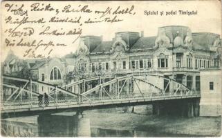 Lugos, Lugoj; Splaiul si podul Timisului / Temes híd, Olympia mozi / bridge, cinema (Rb)