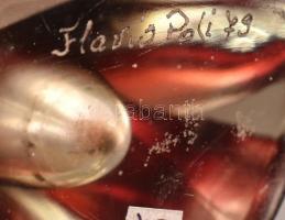 Flavio Poli (1900-1984): Muránói anyagában színezett design üveg váza, jelzett, kis kopásnyomokkal, ...