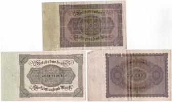 Németország / Weimari Köztársaság 1922. 50.000M alapnyomat nélkül + 50.000M alapnyomattal + 1923. 10...
