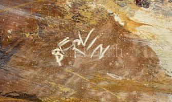 Balogh Ervin (1925-): Vihar előtt. Akril, farost, jelzett középen balra lent, hátoldalán autográf fe...