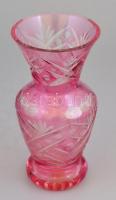 Színezett kristály váza. Hibátlan. 21 cm