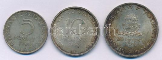 1948. 5Ft Ag "Petőfi" + 10Ft Ag "Széchenyi" + 20Ft Ag "Táncsics" "...