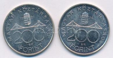1993. 200Ft Ag "MNB" + 1994. 200Ft Ag "Deák" T:1-
Adamo F13, F13.1