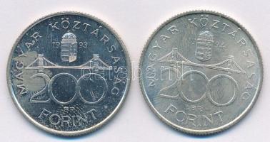 1993. 200Ft Ag "MNB" + 1994. 200Ft Ag "Deák" T:1-
Adamo F13, F13.1