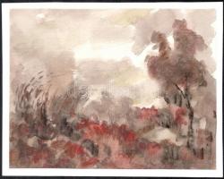 Szövényi-Lux Endre (?-), 2 db mű: Őszi táj és Tanya. Akvarell, papír, papírra kasírozva, egyik jelzett, 17x21,5 és 19x27 cm