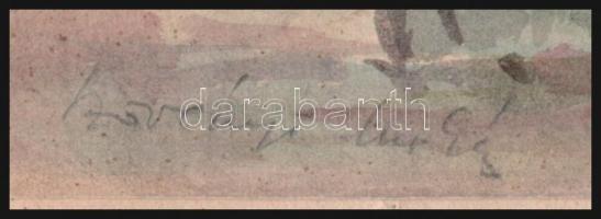 Szövényi-Lux Endre (?-), 2 db mű: Őszi táj és Tanya. Akvarell, papír, papírra kasírozva, egyik jelze...