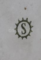 Porcelán virágmintás ékszertartó, matricás, jelzett, kopásokkal, m: 4,5 cm, d: 6 cm