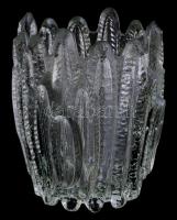 Vastag falú régi üveg váza, hibátlan, m: 14 cm