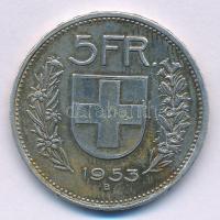 Svájc 1953B 5Fr Ag T:2 patina  Switzerland 1953B 5 Francs Ag C:F patina Krause KM#40