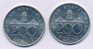 1994. 200Ft Ag "Deák" (2x) T:1,1- Adamo F13.1