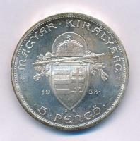 1938. 5P Ag "Szent István" T:1,1- kis patina Adamo P8.1