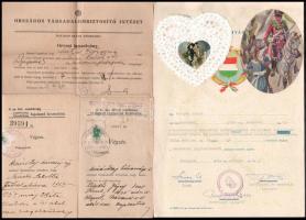 Nagy papírrégiség tétel: Első és második világháborús tábori posta, tanulmányi értesítők, népiskolai...