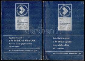 cca 1972-75 össz. 4 Db IFA tehergépkocsi (W50 L/K és W50 LA/K, W50LA utóbbi borítója elvált a kötéstől) és pótkocsi kezelési útmutató (HW 80.11, 2 db), magyar nyelven, fekete-fehér képekkel és ábrákkal illusztrált