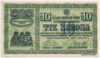 Ostffyasszonyfa / Hadifogolytábor 1916. június 1. 10K arab sorozat- és sorszámmal, "MS" je...