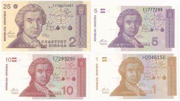 Horvátország 1991. 1D + 5D + 10D + 25D T:I Croatia 1991. 1 Dinar + 5 Dinara + 10 Dinara + 25 Dinara C:UNC