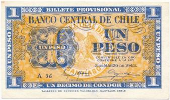 Chile 1943. 1P (1/10C) T:I-  Chile 1943. 1 Peso (1/10 Condor) C:AU  Krause P#90c