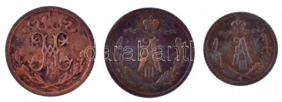 Orosz Birodalom 1885. 1/4k Cu "III. Sándor" + 1889. 1/2k Cu "III. Sándor" + 1915...