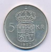 Svédország 1955TS 5Kr Ag "VI. Gusztáv" T:1-,2 Sweden 1955TS 5 Kronor Ag "Gustaf VI&qu...