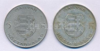 1947. 5Ft Ag "Kossuth" (2x) T:2-,3
Adamo F8.1