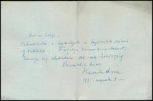 1931 Hende Vince (1892-1957) festőművész levele, amelyben gratulál Gerő Zsófiának (1895-1966), Gerő Ödön (1863-1939) művészeti író lányának a házasságához