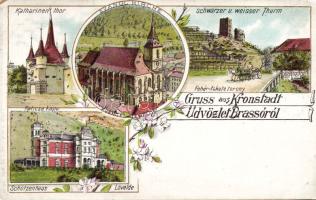 Brassó, sights and church litho