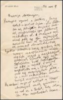 1939. XI. 9 Lázár Béla (1869-1950) művészeti író, az Ernst Múzeum korábbi igazgatójának autográf kondoleáló levele Gerő Ödönné, Gerő Ödön (1863-1939) műkritikus özvegyének, amelyben méltatja a Pester Lloyd elhunyt műkritikusát és fél évszázados barátságukra tekint vissza: Én Ödönben egy (...) barátot, egy megbízható, igaz jellemet veszítettem el. A magyar művészet pedig egy olyan rajongóját, amivel nem sok művészet, nem sok nemzet dicsekedhetett. Egyetlen örömöm e nagy gyászban, hogy hosszas unszolásomra mégis rászánta magát a megboldogult, írásainak könyvbe való egybefoglalására. Ezzel halhatatlanná tette a nevét. (...) Lázár Béla ezzel Gerő Ödön 1939-ben megjelent Művészetről, Művészekről c. könyvére utal. Bő 1 kézzel írt oldal fejléces papíron, Lázár Béla autográf aláírásával, eredeti fejléces borítékban.