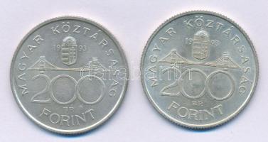 1993. 200Ft Ag "MNB" (2x) T:1-,2 Adamo F13