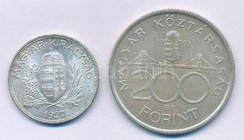1927. 1P Ag + 1993. 200Ft Ag "MNB" T:1-,2 Adamo P6, F13