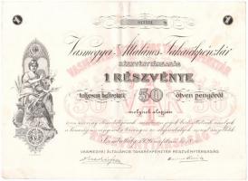 Szombathely 1926. "Vas Megyei Takarékpénztár" névre szóló részvény 50P-ról (4x) sorszámköv...