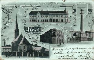 Deés sights, church, Millenium-statue litho