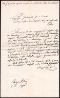 1872 Pesti Királyi Tudományegyetem orvoskari tanártestületének levele Jendrassik Jenő orvosnak