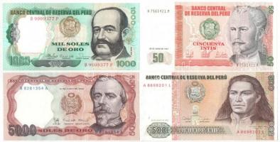 8db-os vegyes külföldi bankjegy tétel, közte Brazília, Chile, Peru T:I-II 8pcs of various banknotes, including Brazil, Chile, Peru C:UNC-XF