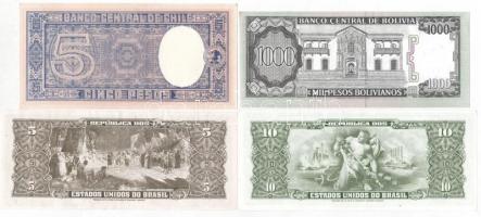 8db-os vegyes külföldi bankjegy tétel, közte Brazília, Chile, Peru T:I-II
8pcs of various banknotes...