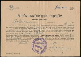 1944 Sertés magánvágási engedély + szállítási igazolvány