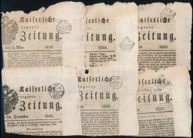 6 osztrák újságszignetta kivágás az 1820-as évekből