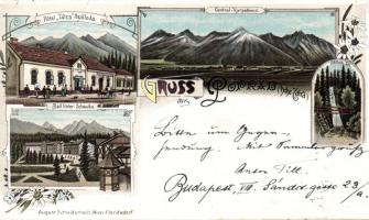 Poprád, townviews, hotel, bath, mountains litho