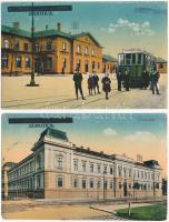 Szabadka, Subotica; vasútállomás, villamos, törvényszék / railway station, court, tram - 2 db régi képeslap / 2 pre-1945 postcards + 1941 visszatért So. Stpl