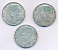 Német Harmadik Birodalom 1938. 2M Ag "Hindenburg" (3xklf, A, B, E verdejelek) T:2,2- patin...