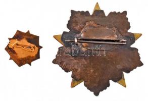 ~1970-1980. "Földtani Kutatás Kiváló Dolgozója" kitüntető jelvény (39x38mm) + miniatűr (16...