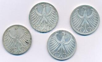 NSZK 1966-1969. 5M Ag (4xklf) T:2 patina
FRG 1966-1969. 5 Mark Ag (4xdiff) C:XF patina
Krause KM#1...