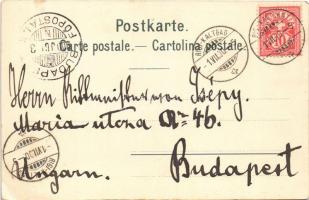 1900 Rigi Kaltbad (Weggis), Gruss aus den Bergen / Swiss folklore, mountain hotel, chalet, cattle. C...