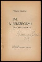 Gábor Andor: Jaj a feleségem! és egyéb jelenetek. A borító rajza  Végh Gusztáv (1889-1973) munkája. ...