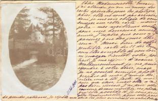 1900 Sankt Peter am Hart, Schloss Hagenau / castle. photo glued on postcard (EK)