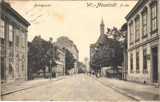 1909 Wiener Neustadt, Bécsújhely; Bahngasse / street view (fl)