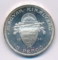 1938. 5P Ag "Szent István" T:1,1- kis patina Adamo P8.1