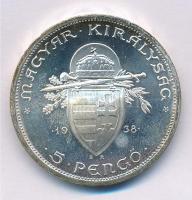 1938. 5P Ag "Szent István" T:1,1- kis patina Adamo P8.1