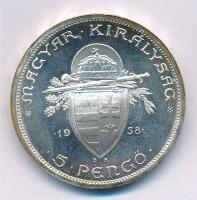 1938. 5P Ag "Szent István" T:1,1- kis patina Adamo P8.1