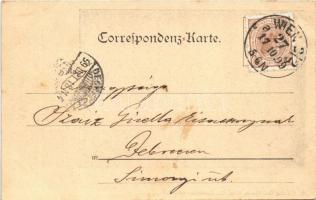 1899 Wien, Vienna, Bécs; Naschmarkt mit Kärntnerstrasse / street view, market vendors, horse-drawn t...