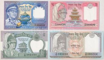 Nepál 1974. 1R + 1981-. 2R + 1987-. 5R + 1985-1987. 10R T:I Nepal 1974. 1 Rupee + 1981- . 2 Rupees + 1987- . 5 Rupees + 1985-1987. 10 Rupees C:UNC