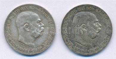 Ausztria 1914-1915. 1K Ag &quot;Ferenc József&quot; (2xklf) T:1- Austria 1914-1915. 1 Corona Ag &quot;Franz Joseph&quot; (2xdiff) C:AU Krause KM# 2820